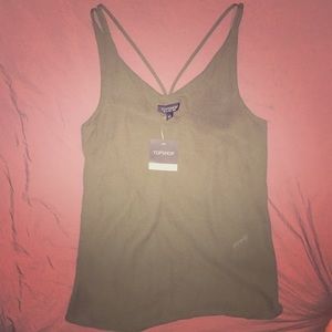 Topshop olive green strappy v-neck tank top 2 6 34